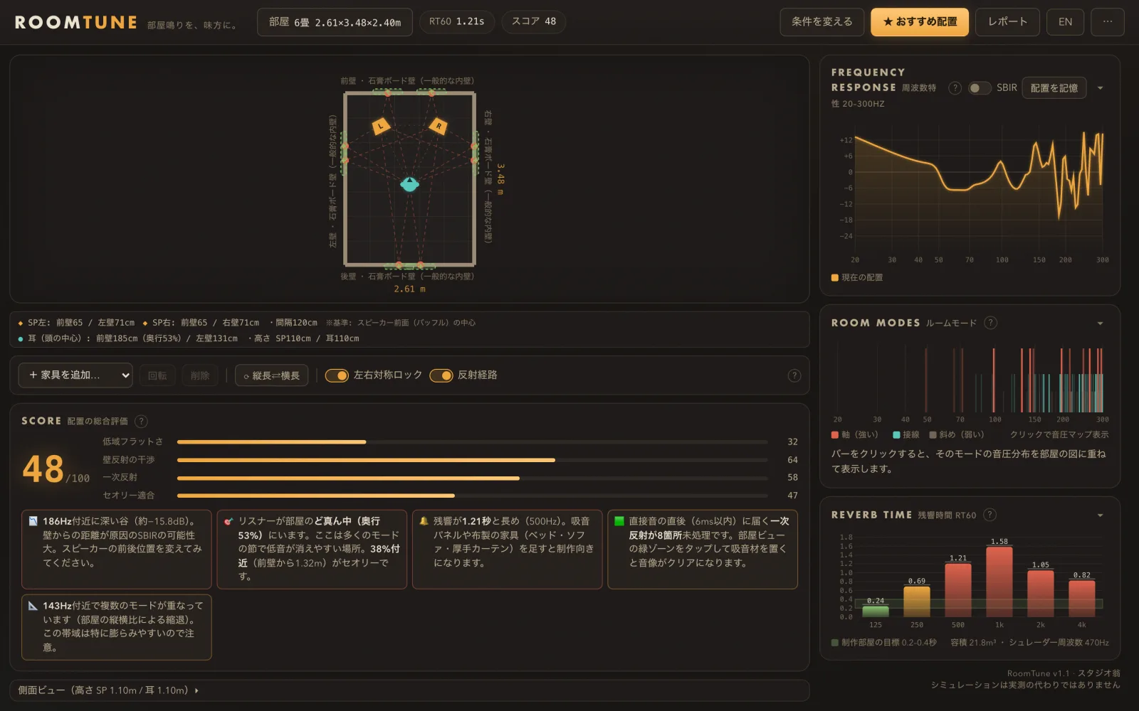 RoomTuneの室内音響シミュレーター